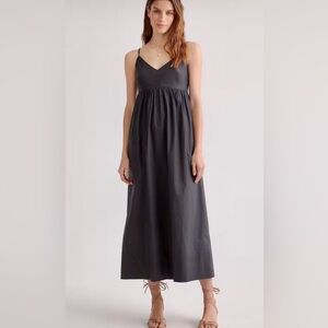 Quince 100% Organic Cotton Black Sleeveless Maxi Sun Dress for Summer Size XL